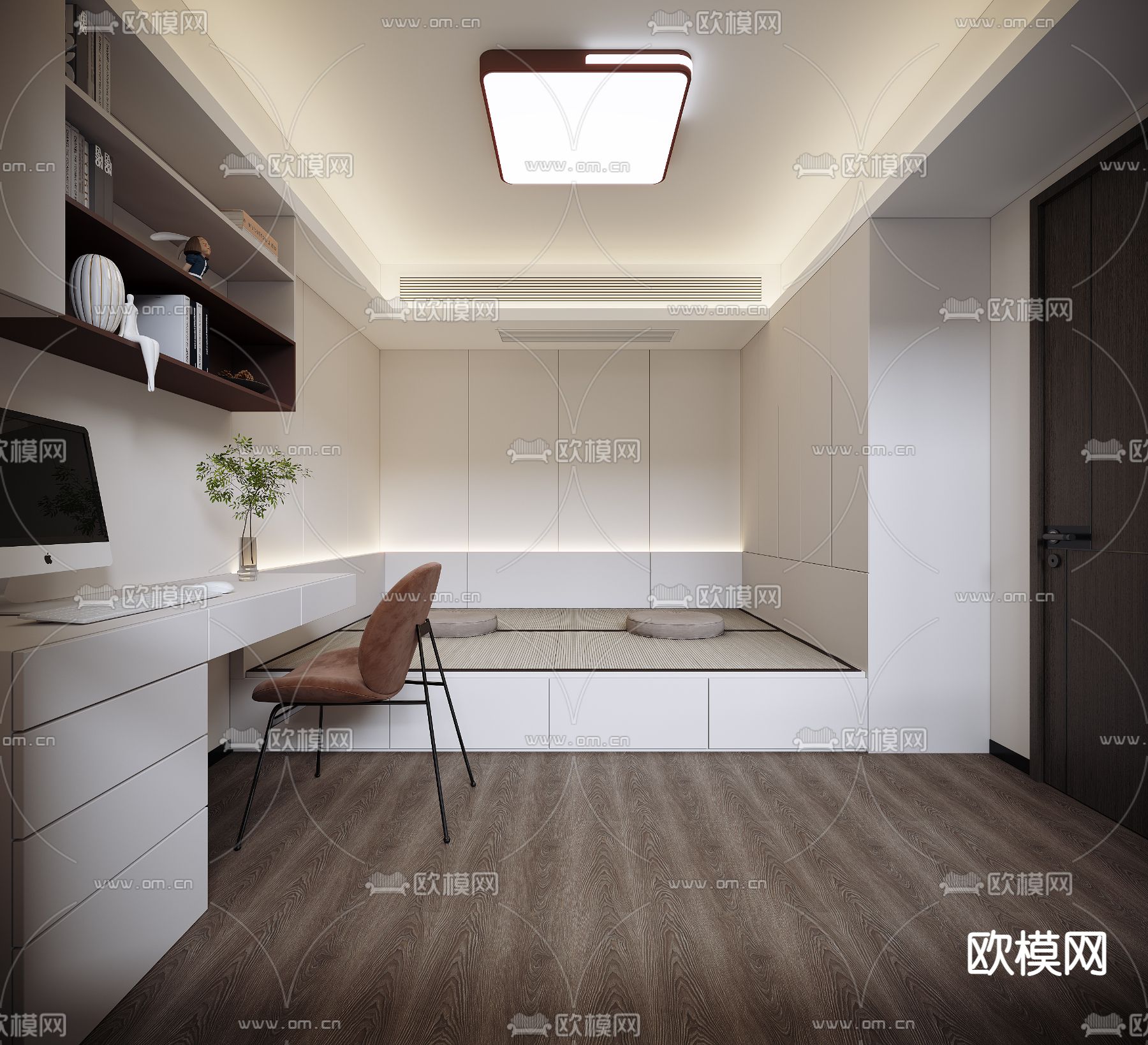 日式榻榻米卧室3d模型下载（渲染图2）