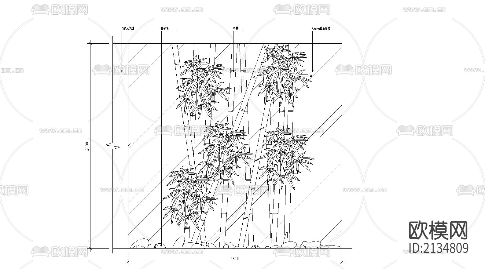 室内小造景cad施工图下载（渲染图3）