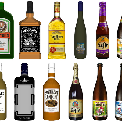  现代洋酒su模型 