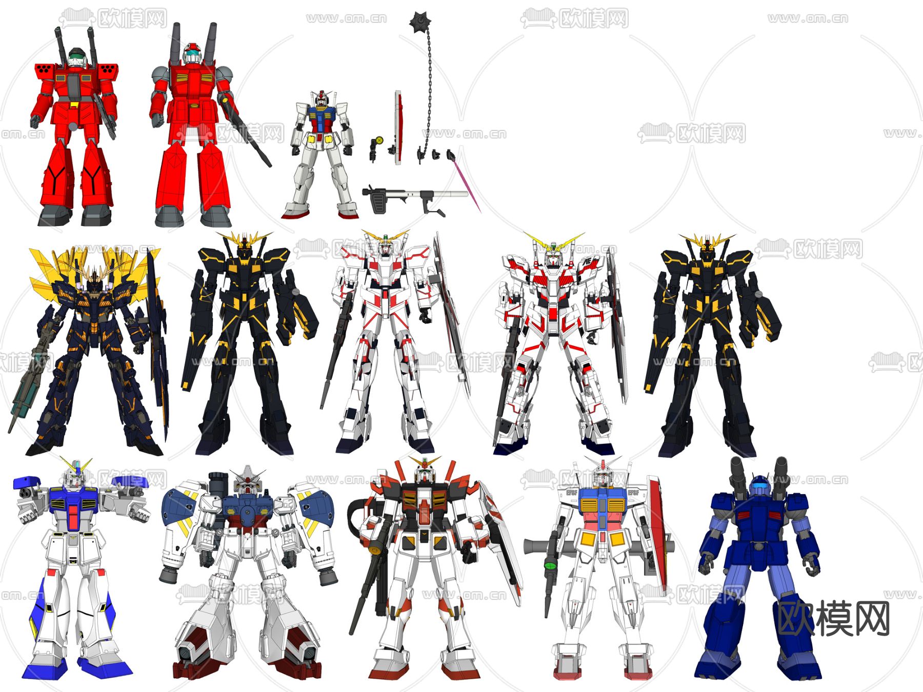 现代动漫高达机器人su模型下载