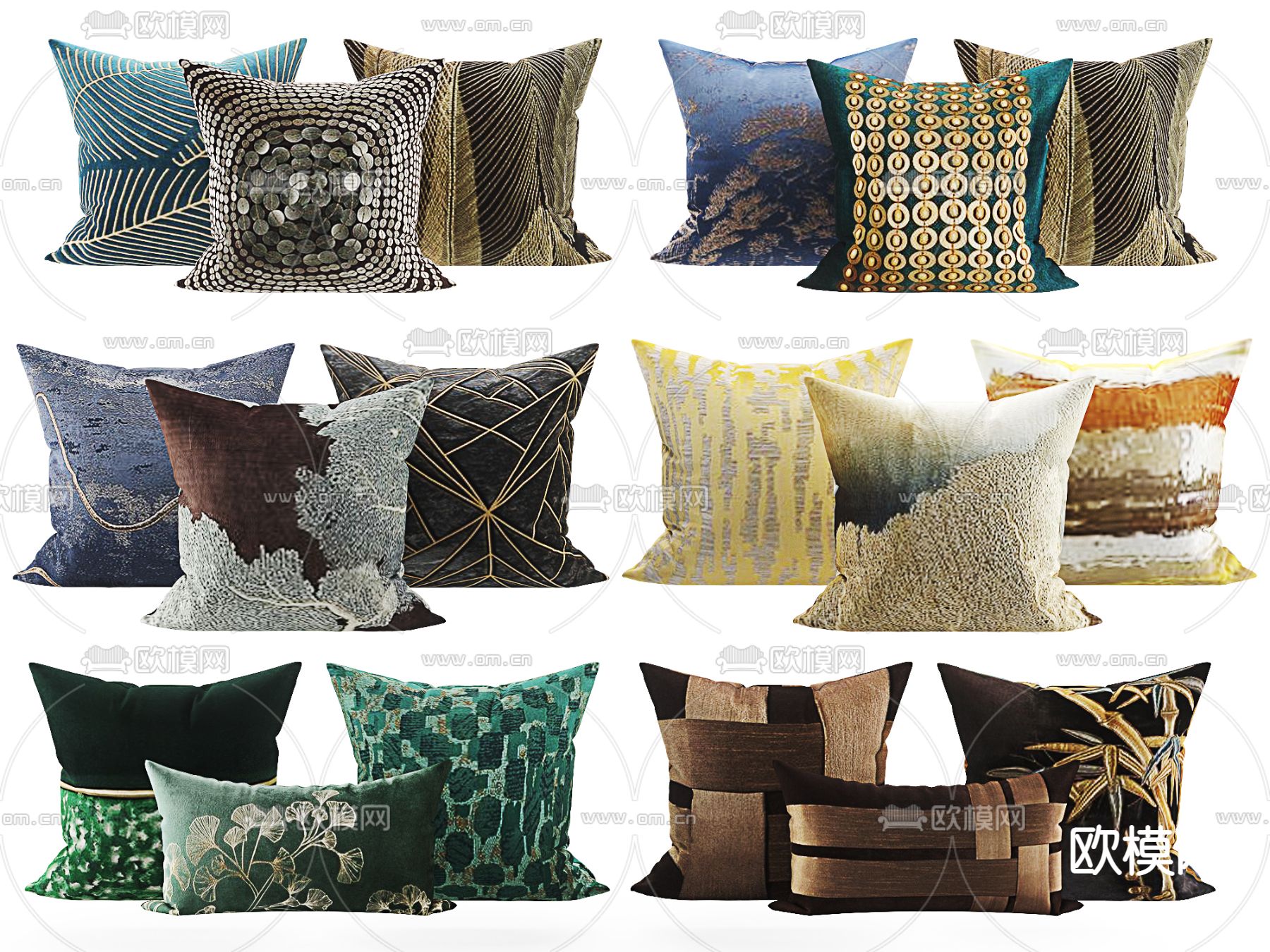 新中式抱枕su模型下载（渲染图1）