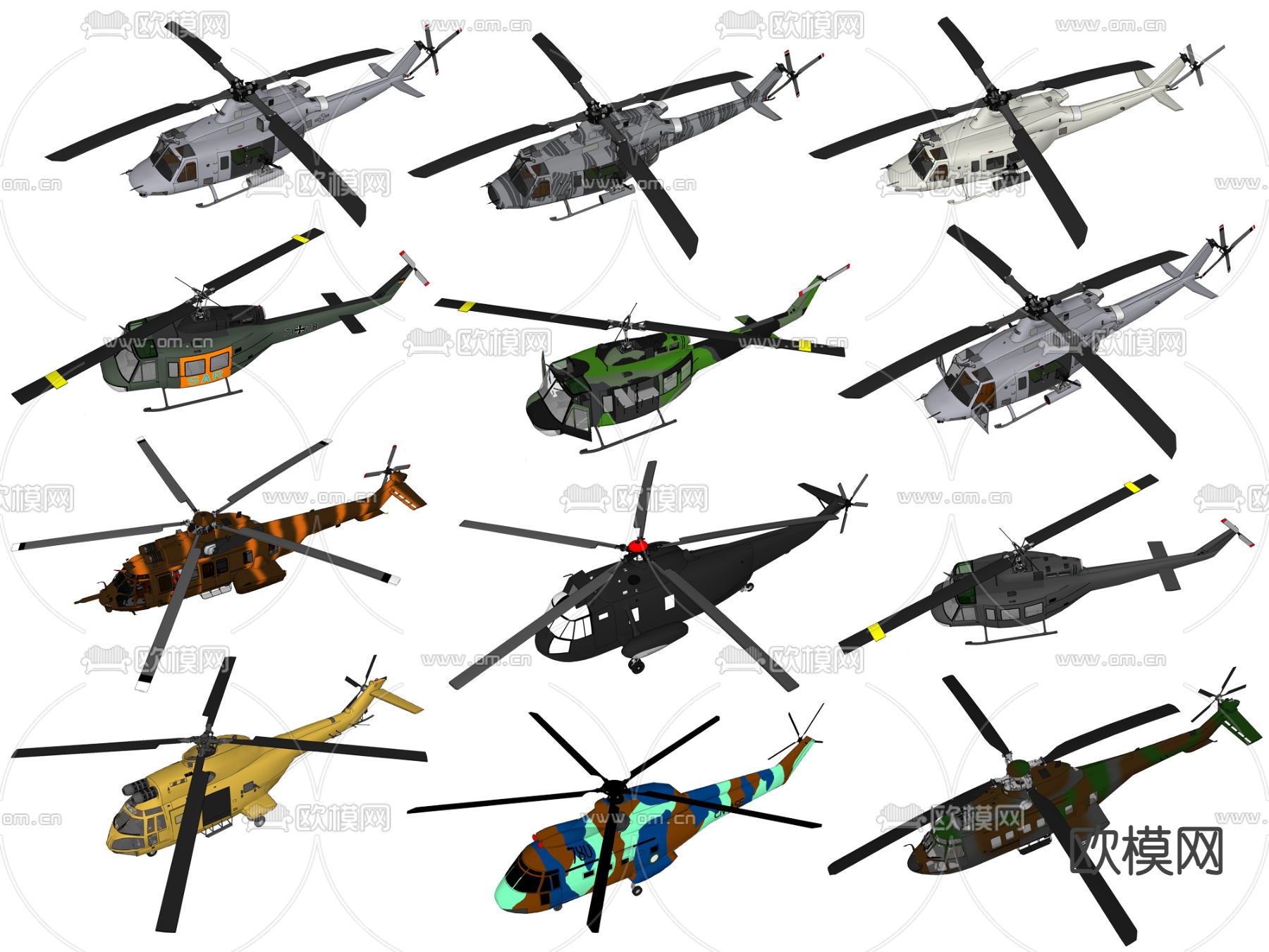 现代军事武装直升机su模型下载