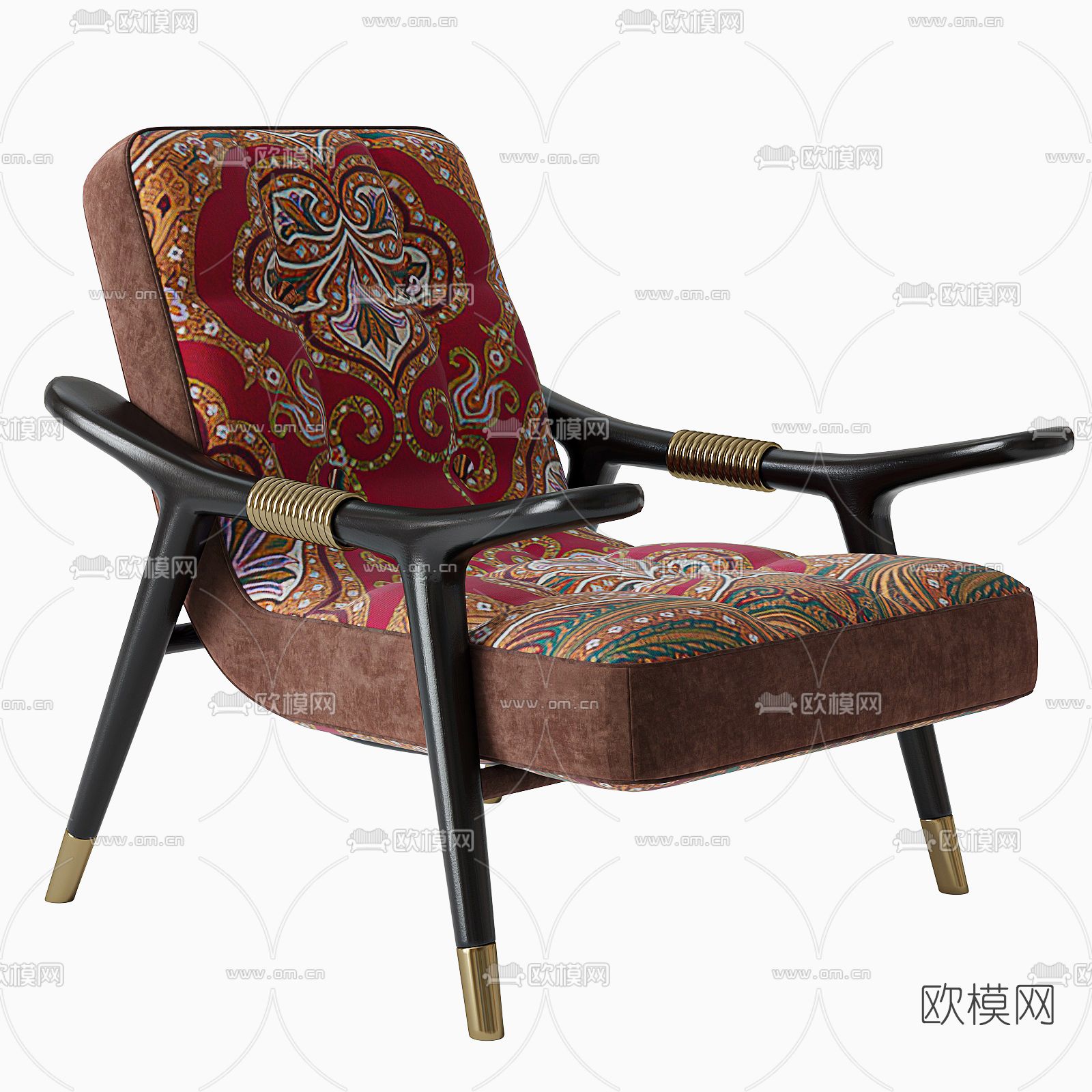 东南亚布艺休闲椅3d模型下载（渲染图1）