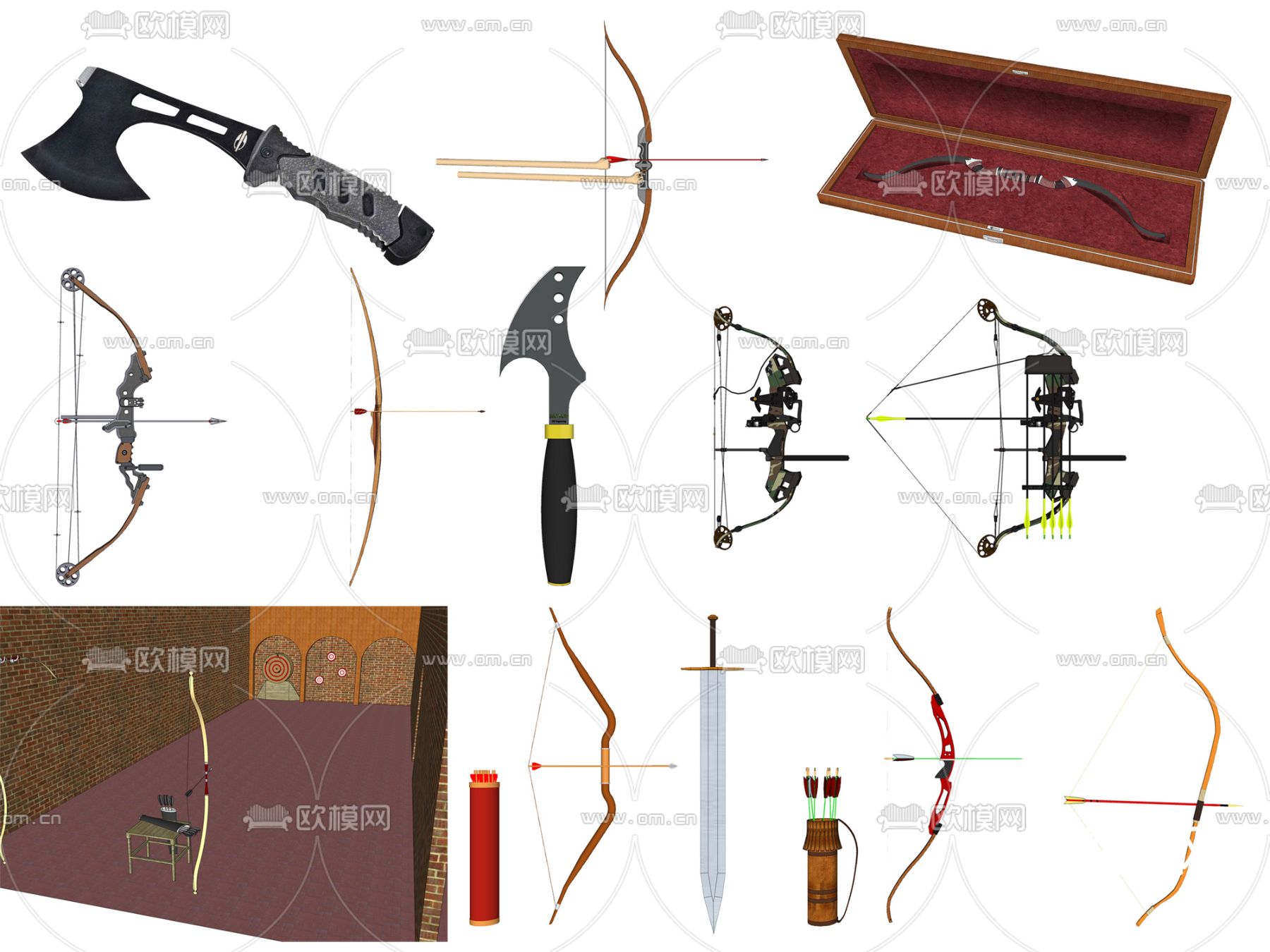 现代军事冷兵器su模型下载