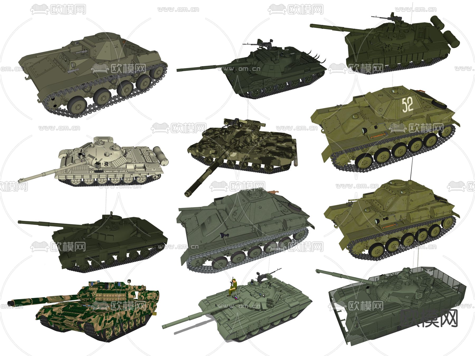 现代坦克军事器材su模型下载