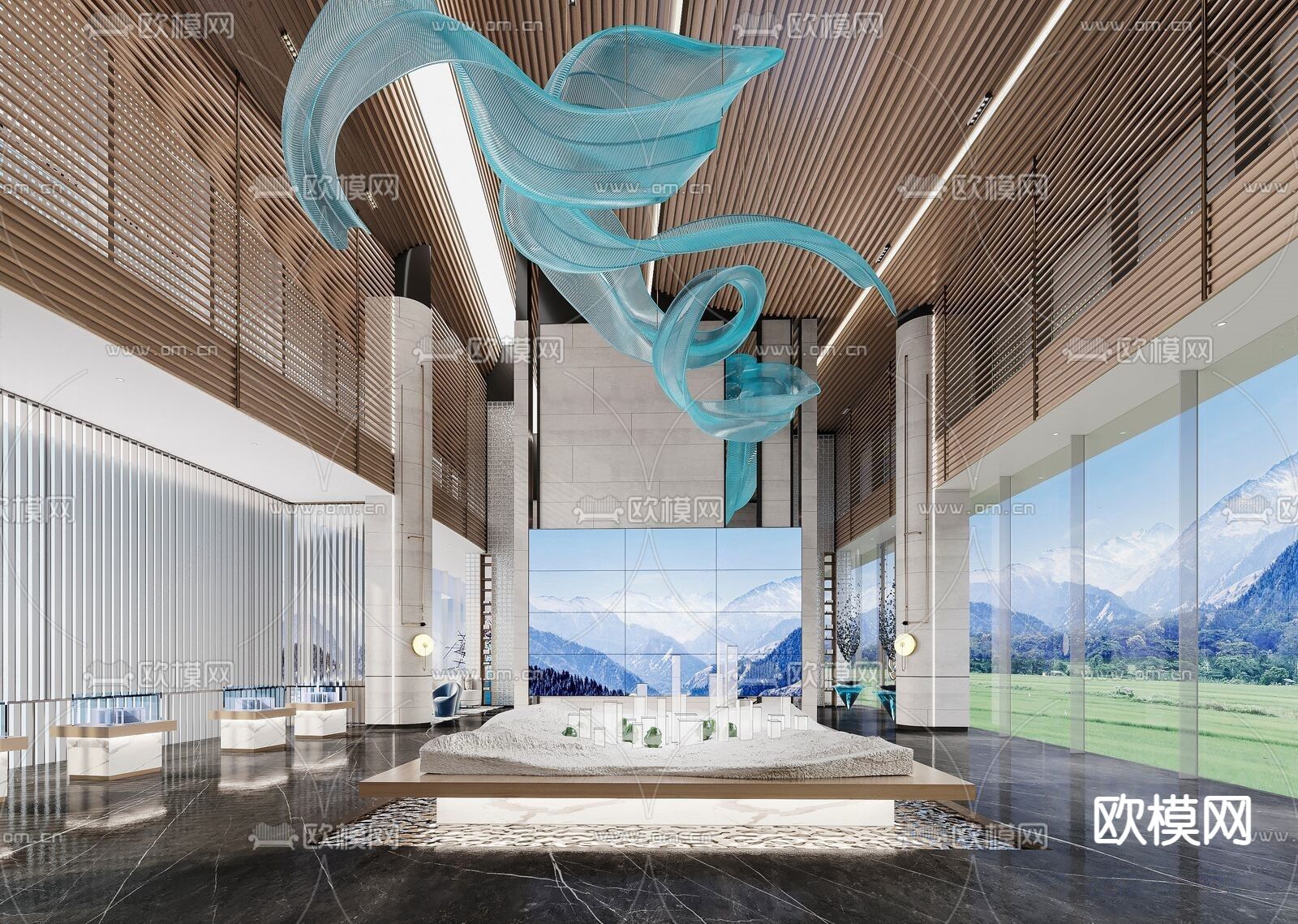 现代轻奢售楼处3d模型下载