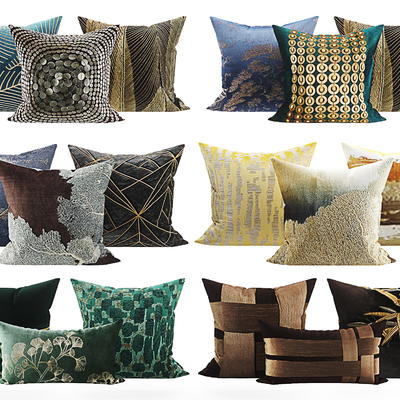  新中式抱枕su模型 