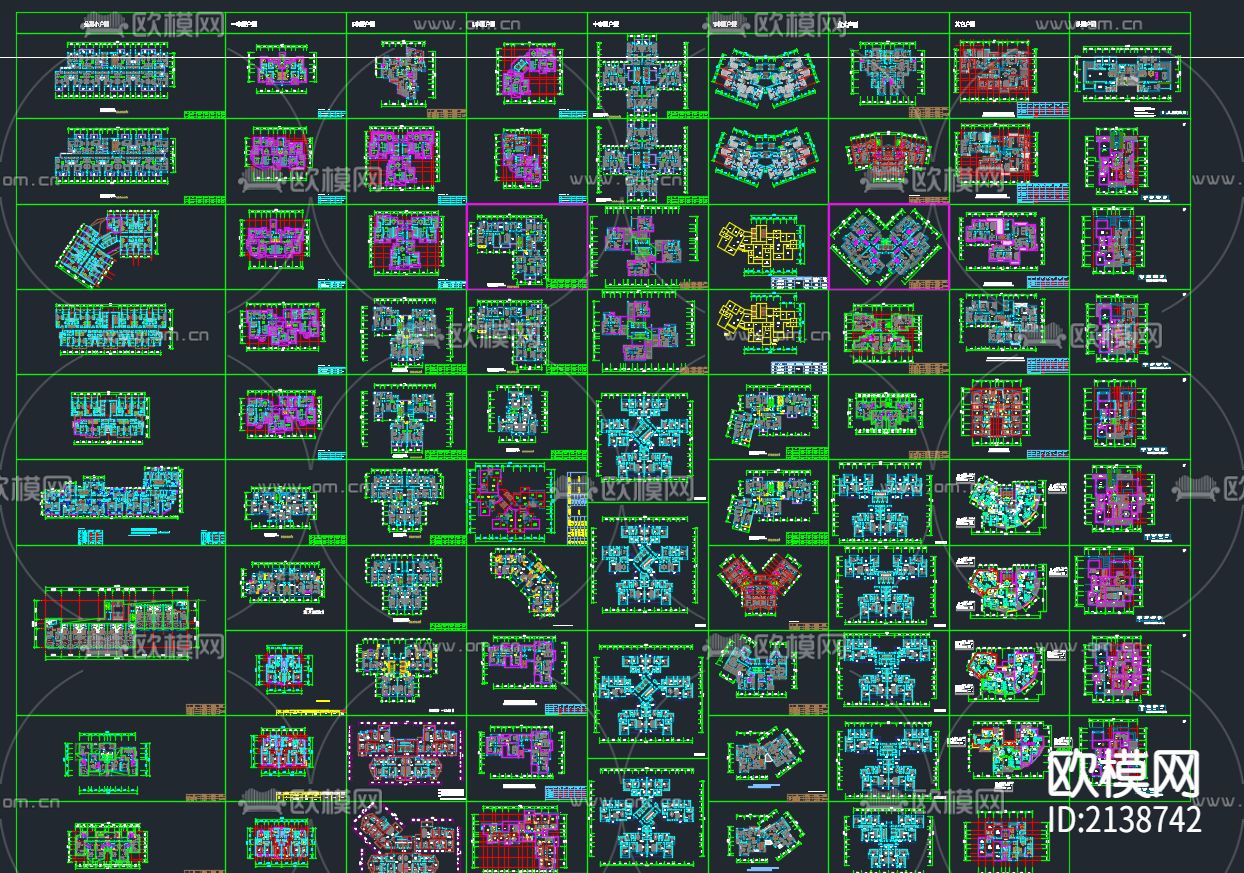 户型案例cad图库下载（渲染图1）