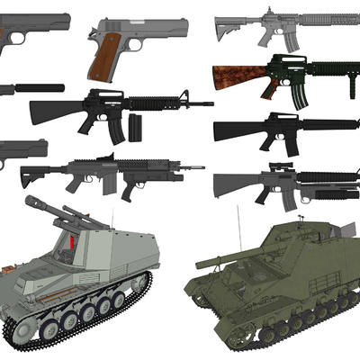  现代军用枪械武器su模型 
