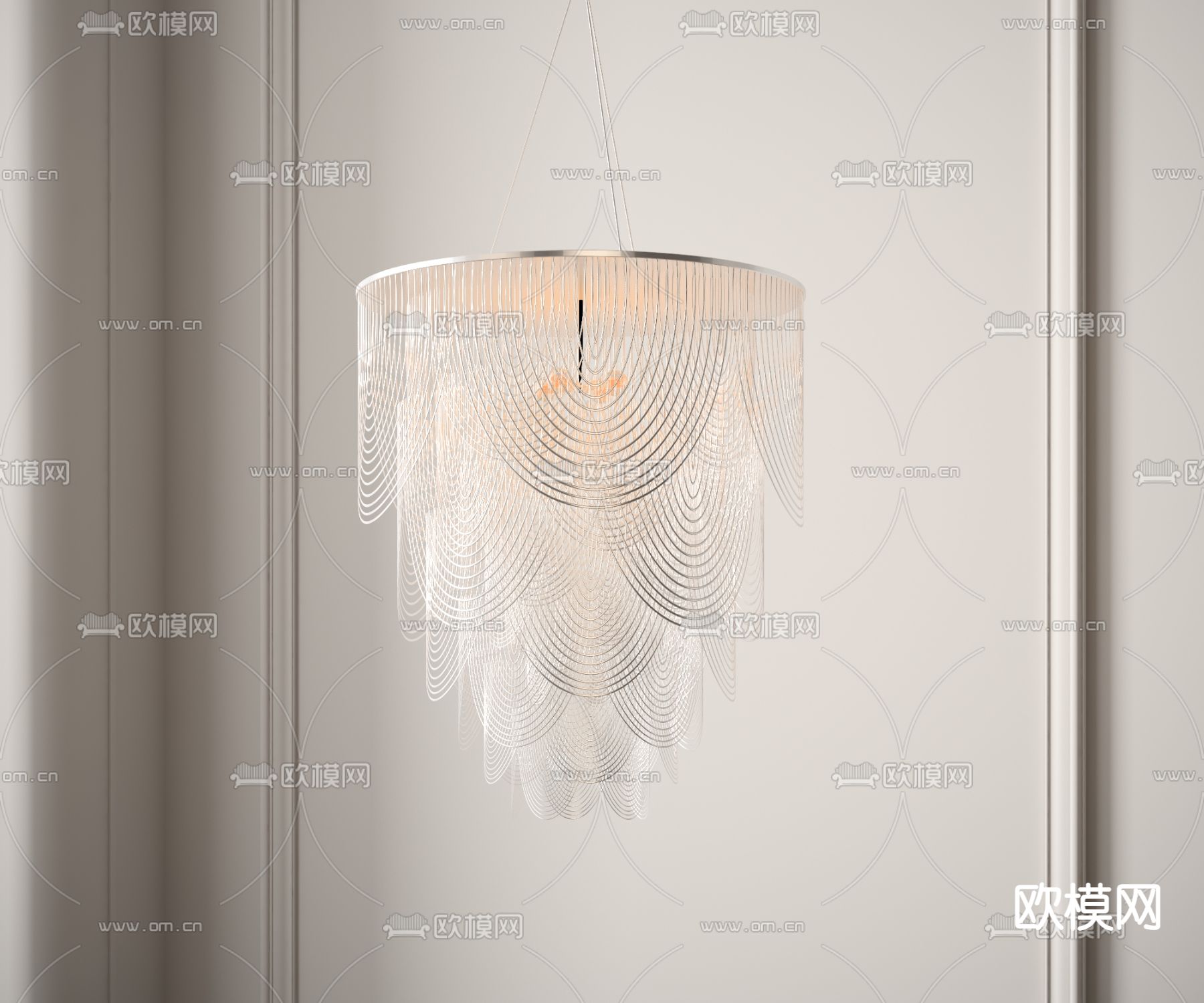 现代多层水晶吊灯3d模型下载