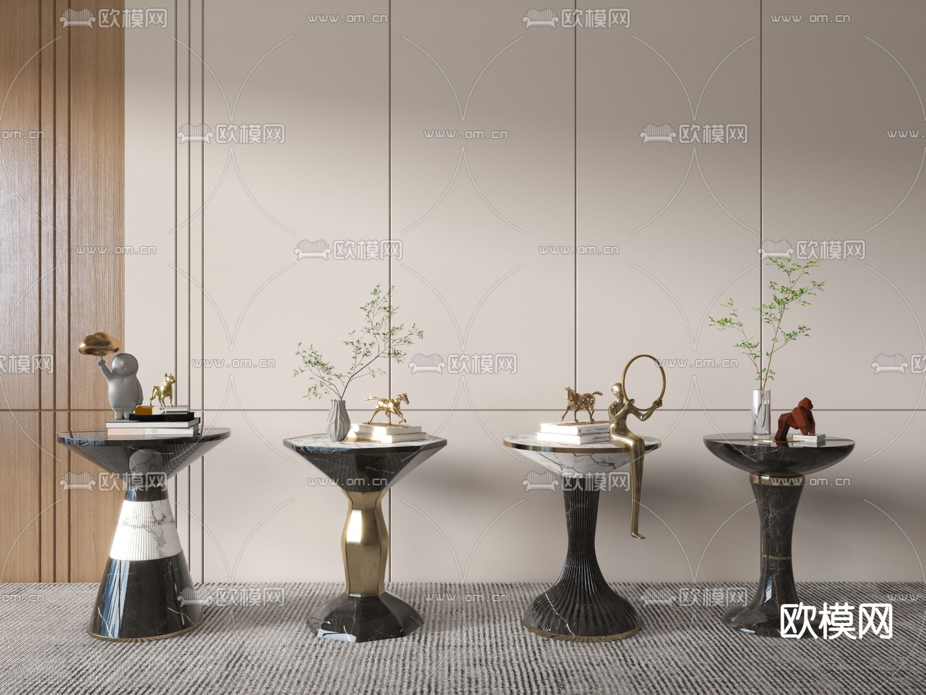 现代边几角几3d模型下载