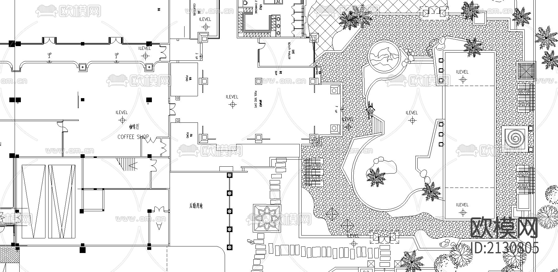 小区规划图CAD施工图下载（渲染图4）