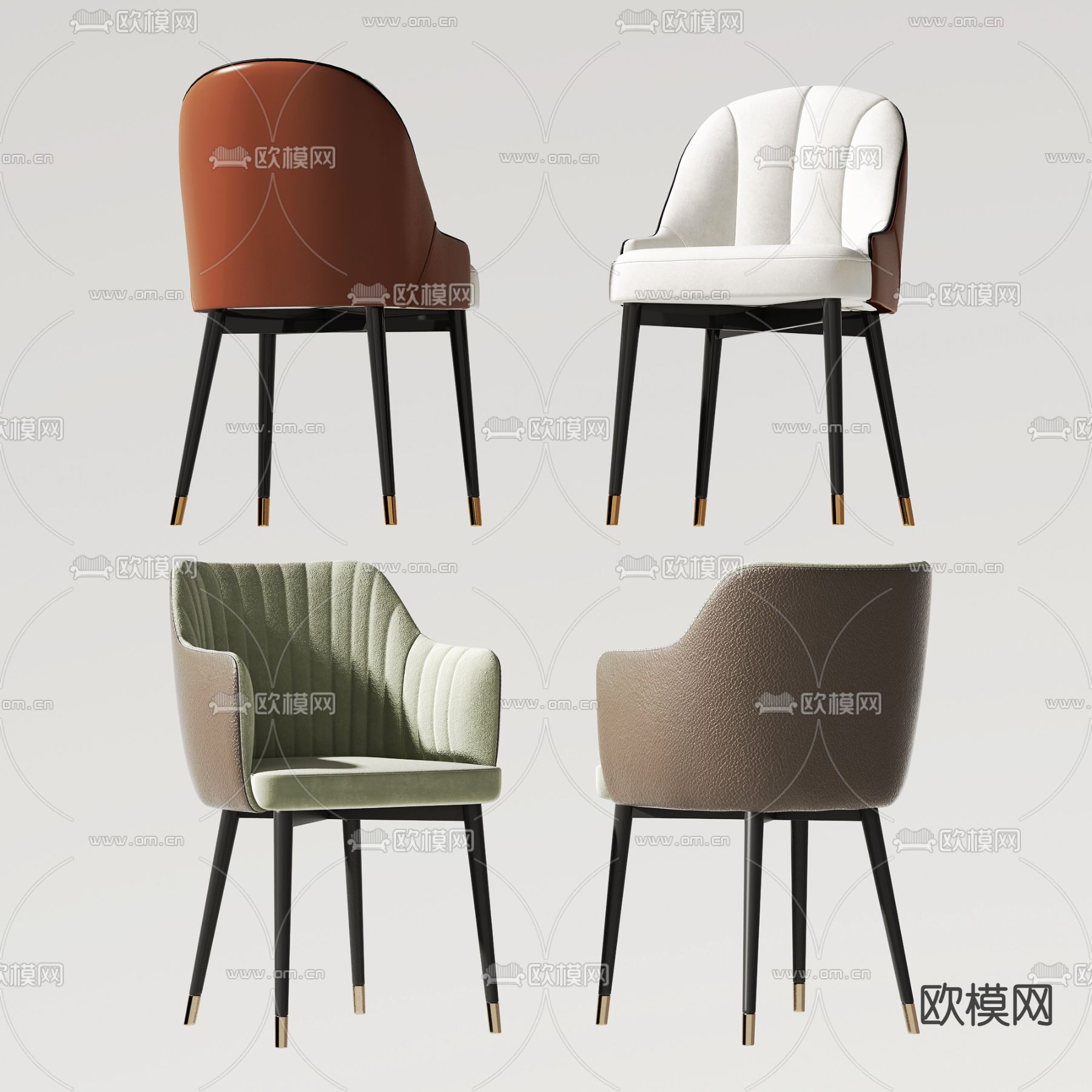 现代北欧绒布单人休闲椅3d模型下载