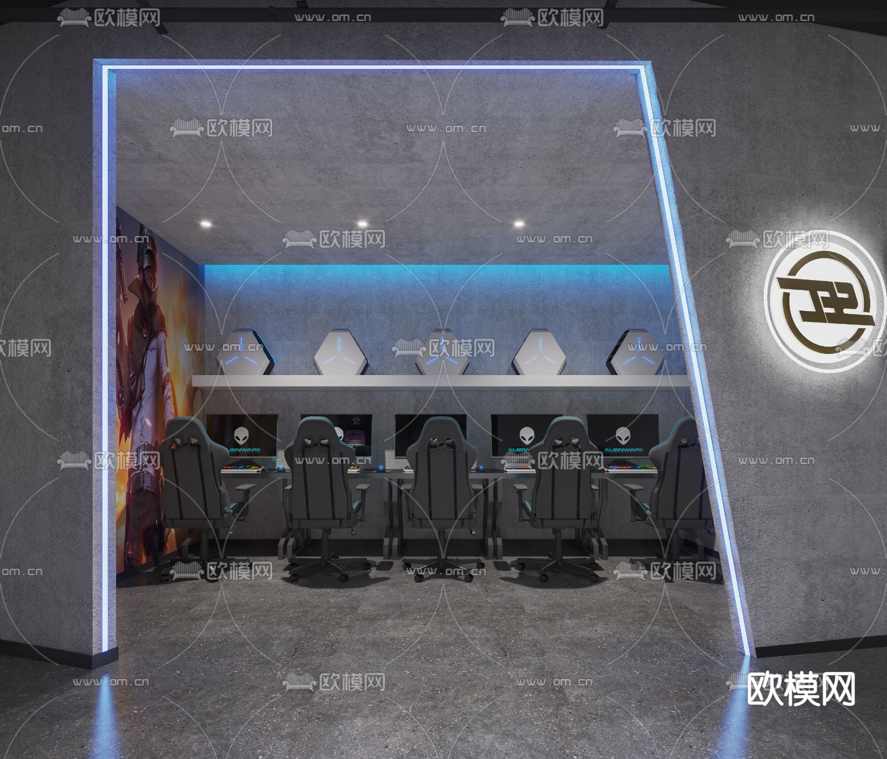 现代网吧网咖3d模型下载（渲染图3）