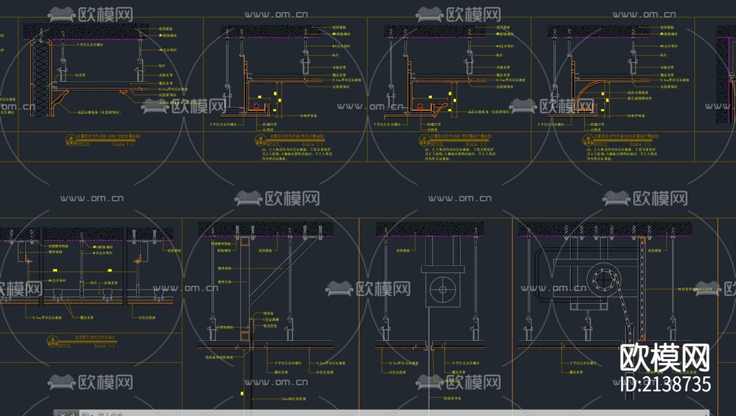 吊顶cad节点-免费3dmax模型库-欧模网