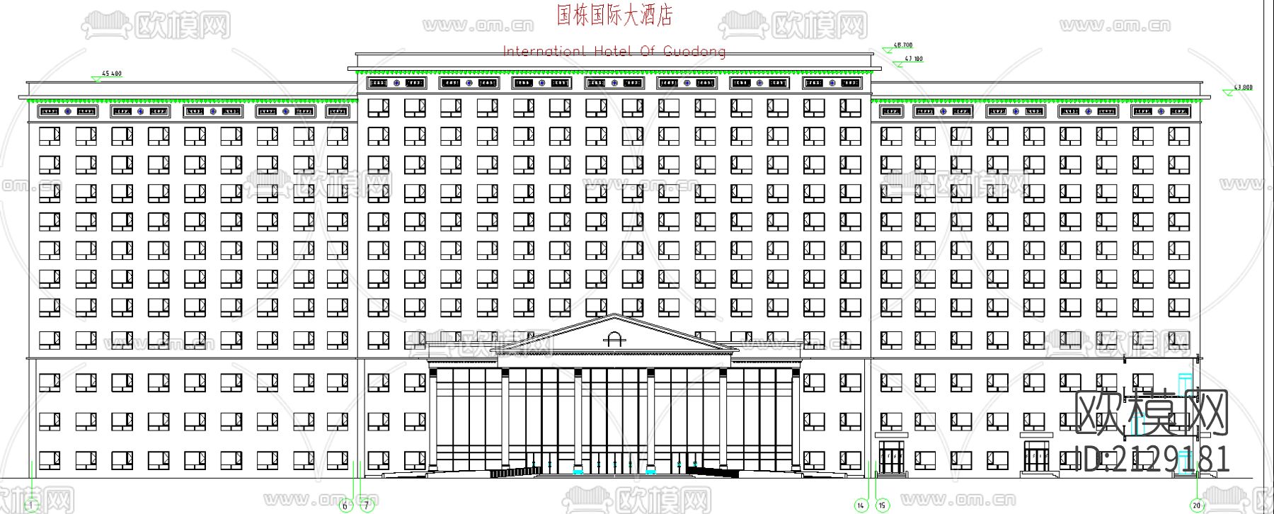 酒店cad建筑图纸下载（渲染图1）