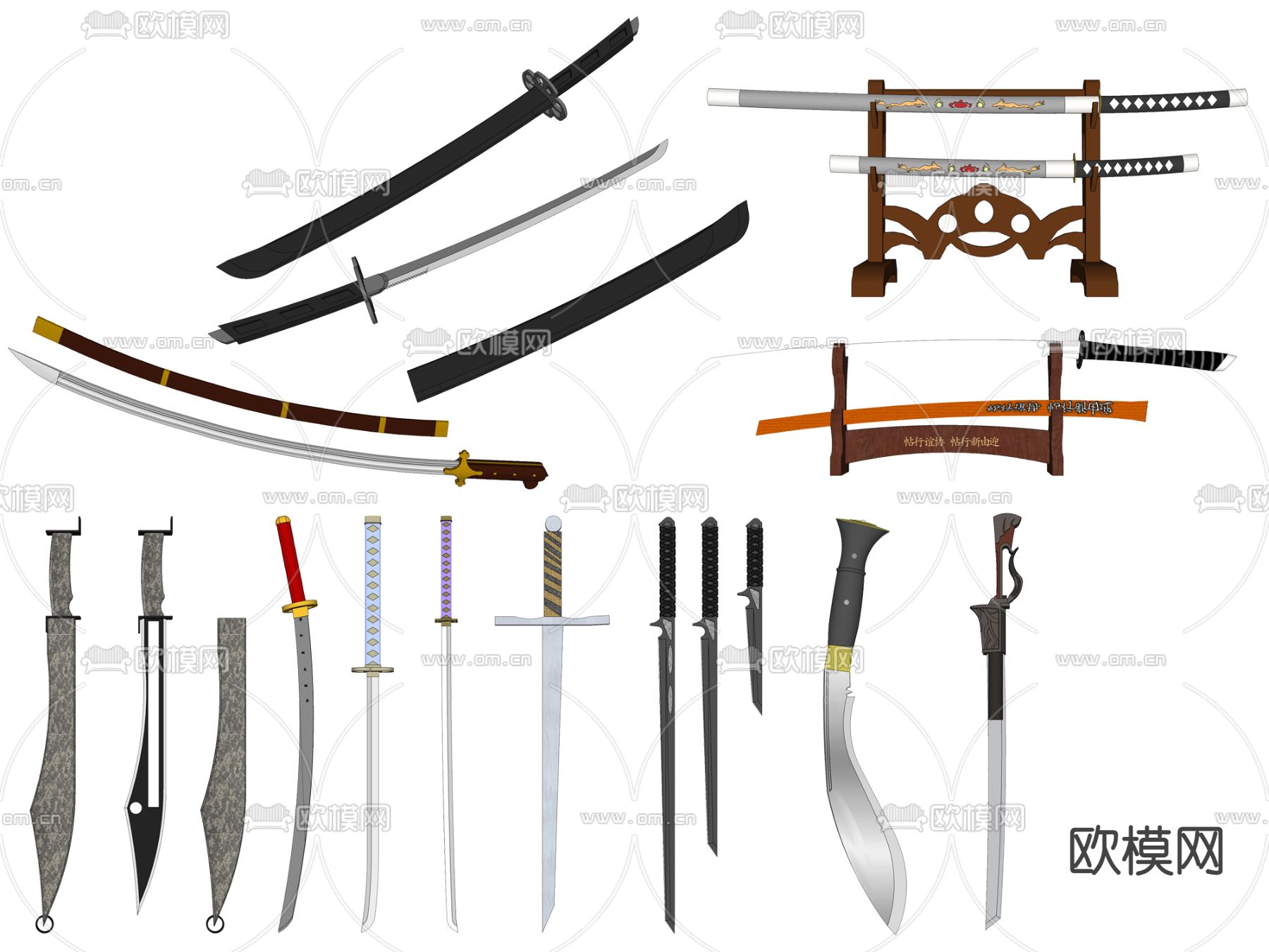 现代军事冷兵器su模型下载