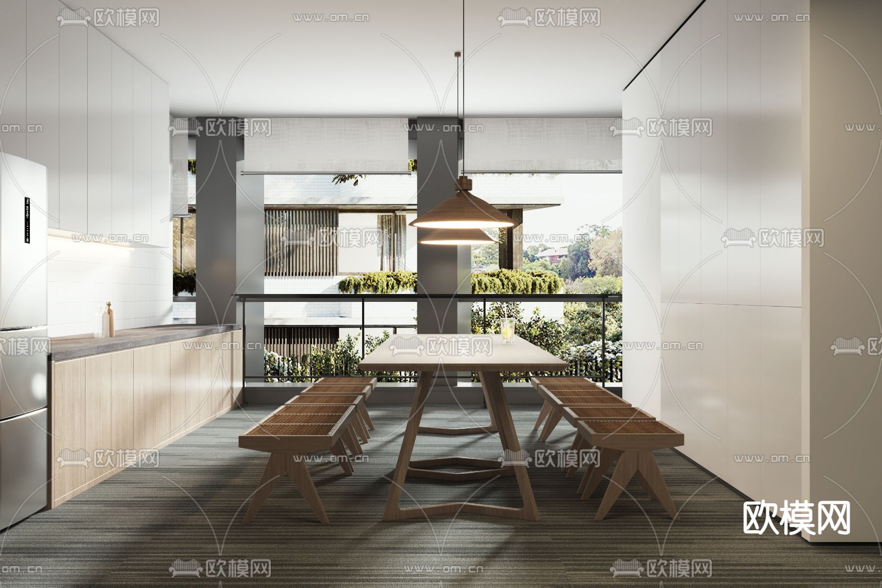 现代办公室茶水间3d模型