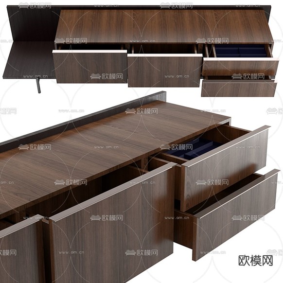 现代实木电视柜3d模型下载(渲染图2)