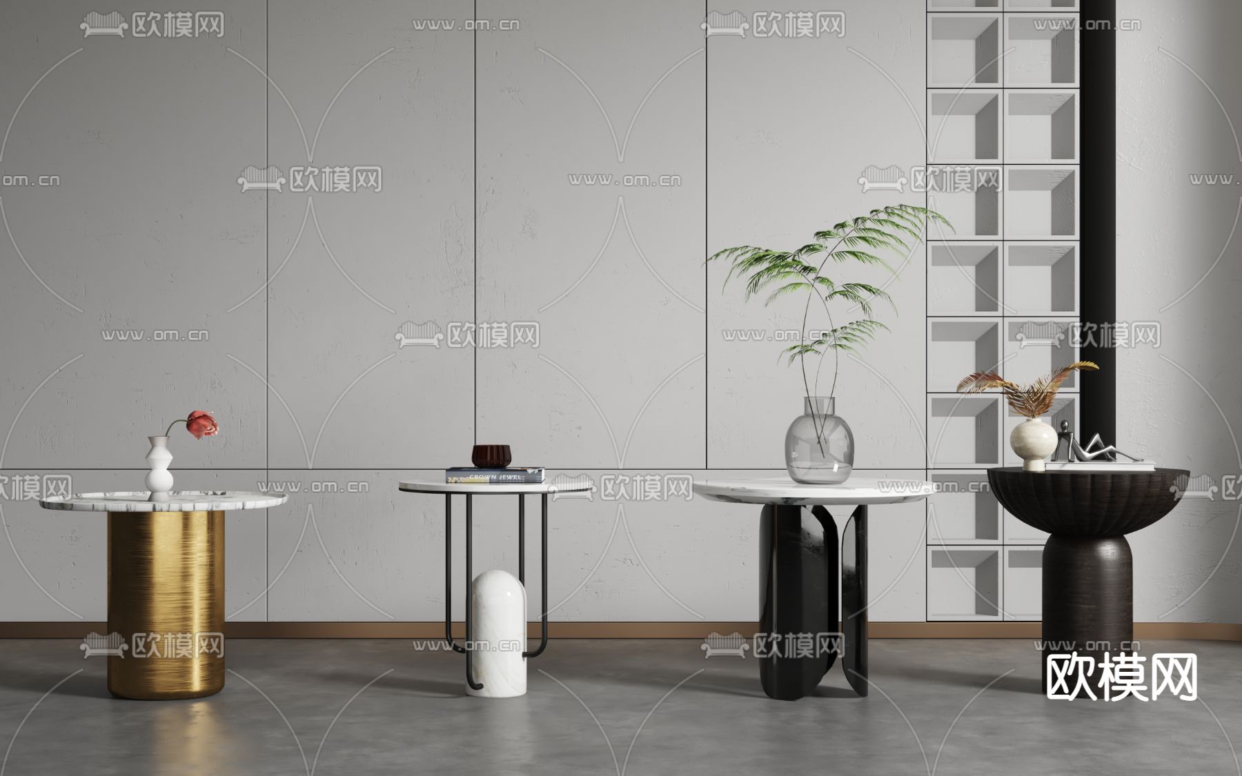 现代圆几边几3d模型下载