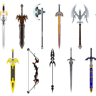  现代游戏兵刃道具su模型 