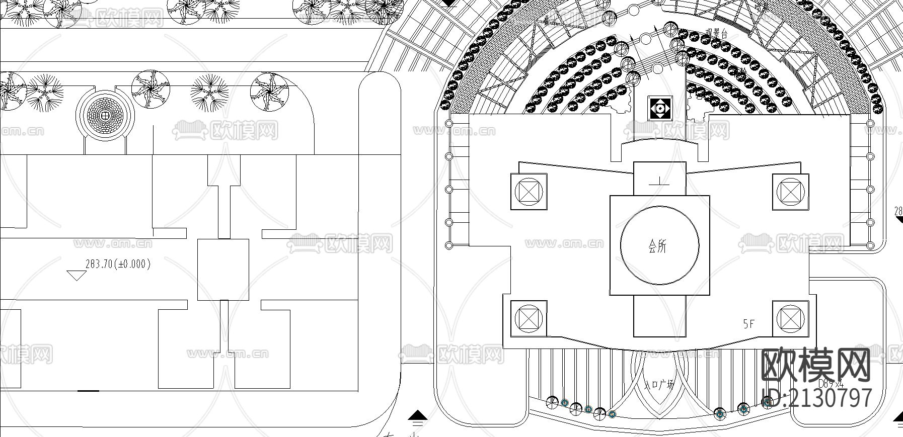 高层小区CAD施工图下载（渲染图3）