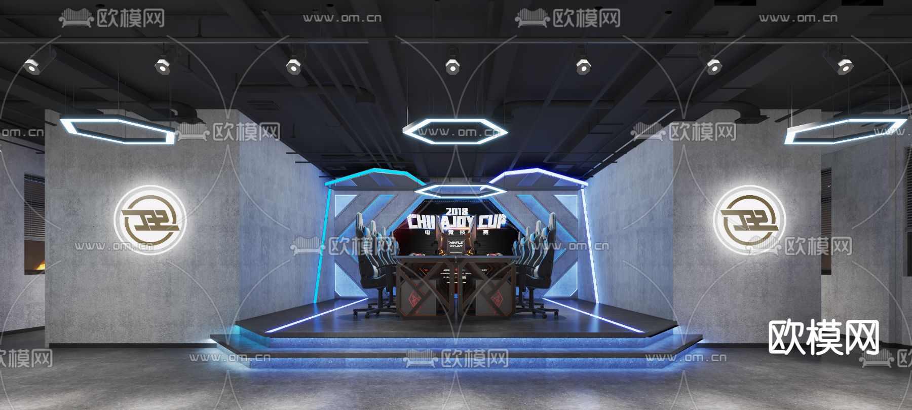 现代网吧网咖3d模型下载（渲染图2）