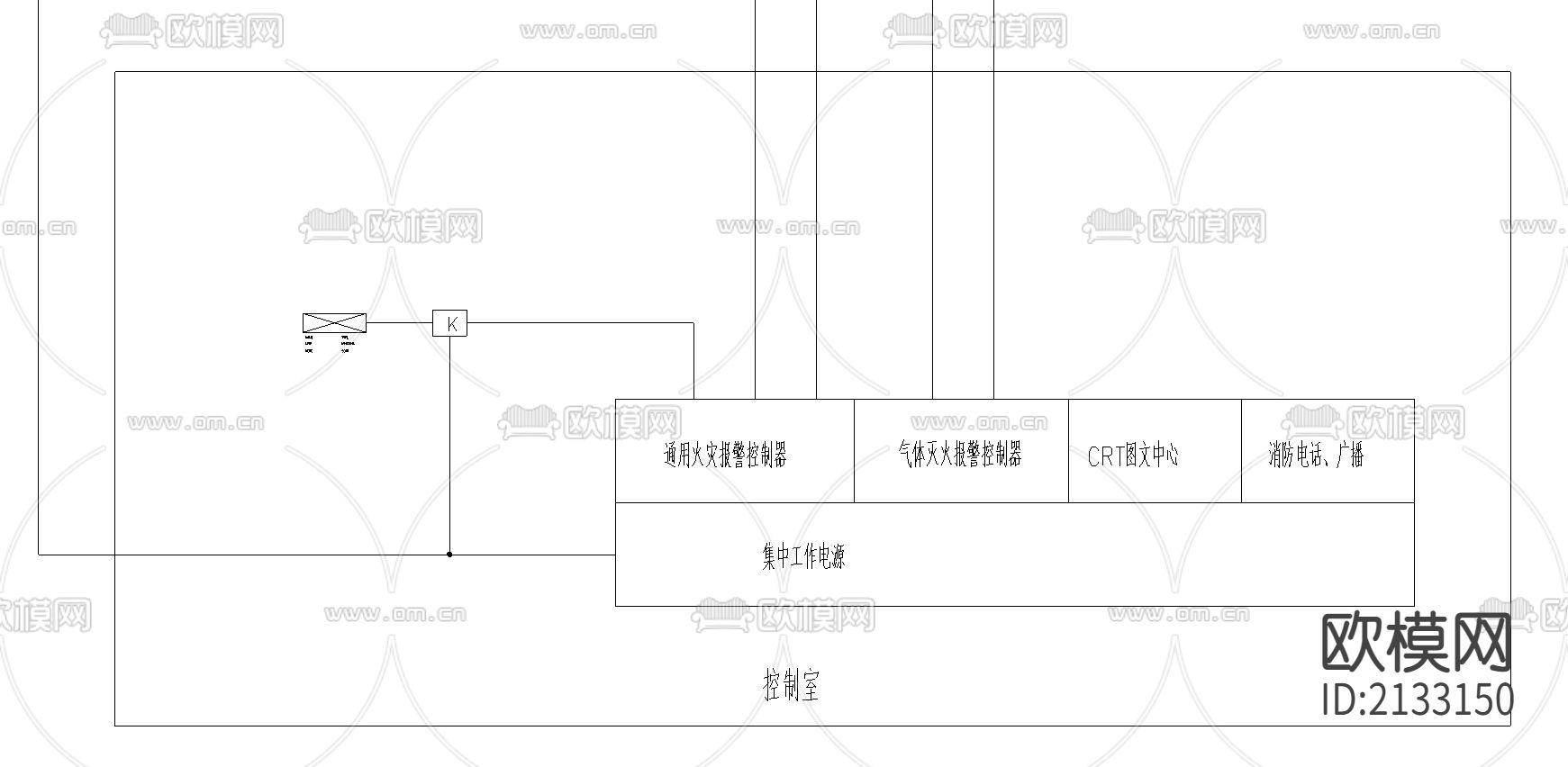 火灾报警和消防控制系统配置cad施工图下载（渲染图2）