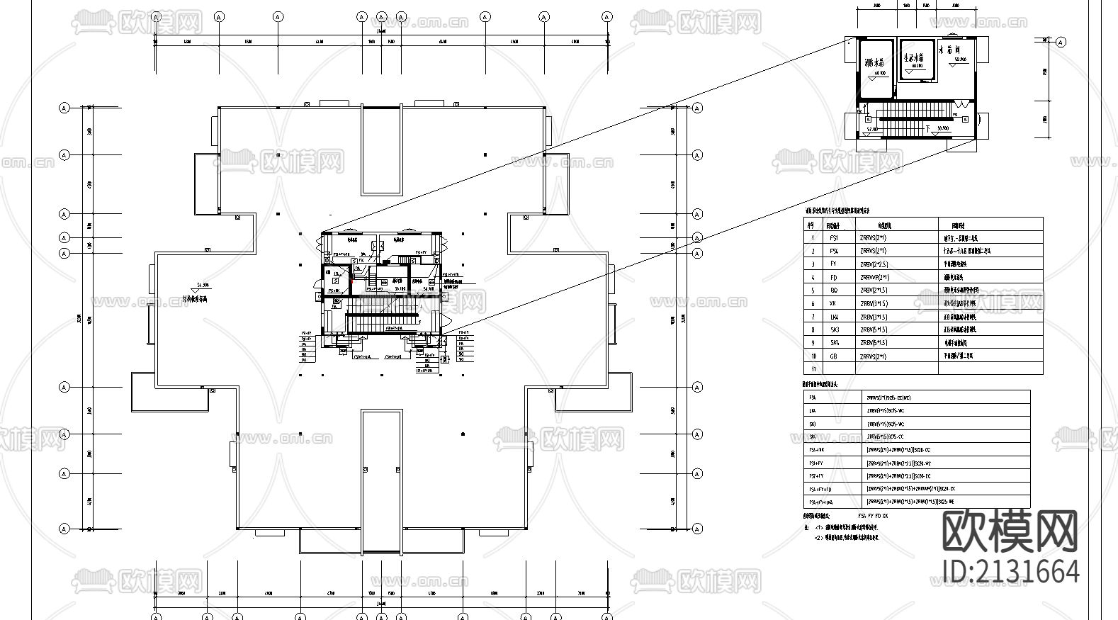 高层住宅消防CAD施工图下载（渲染图2）