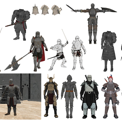  现代军事冷兵器盔甲su模型 