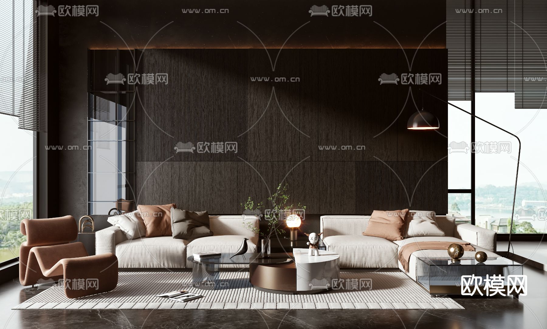 现代转角沙发组合3d模型