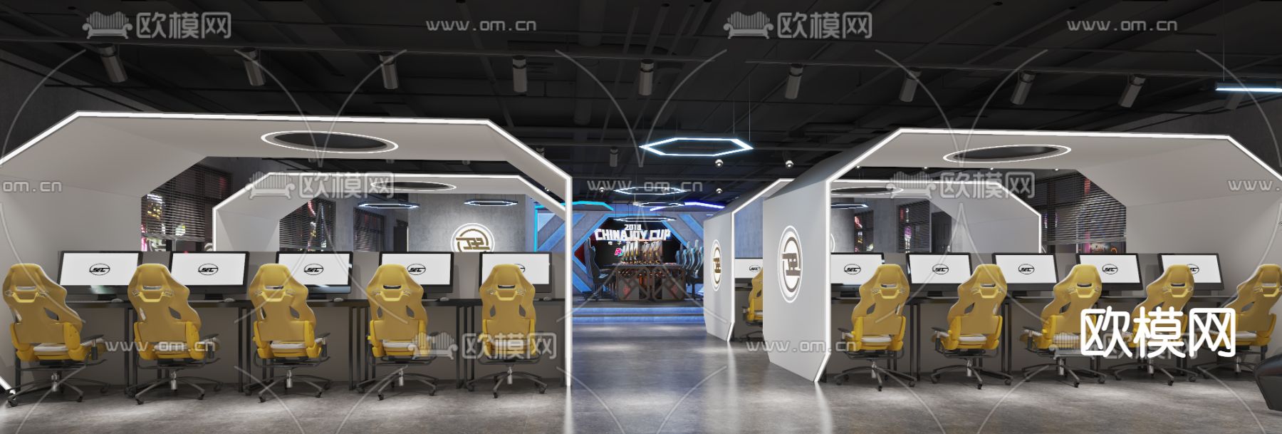 现代网吧网咖3d模型下载（渲染图1）