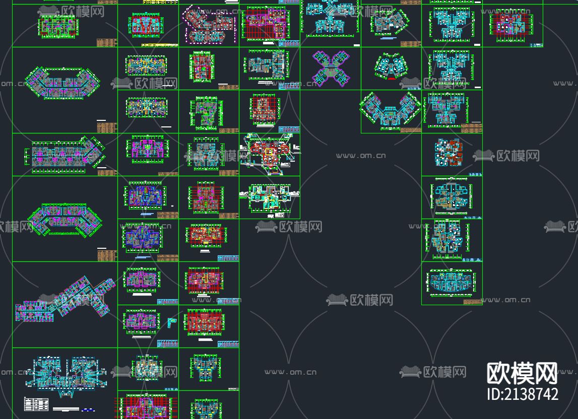 户型案例cad图库下载（渲染图2）