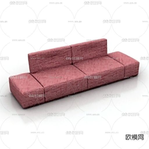 现代简约布艺多人沙发免费3d模型下载