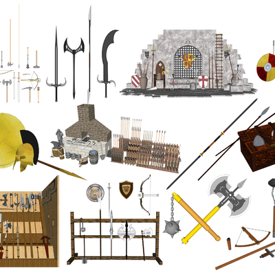  现代军事冷兵器su模型 