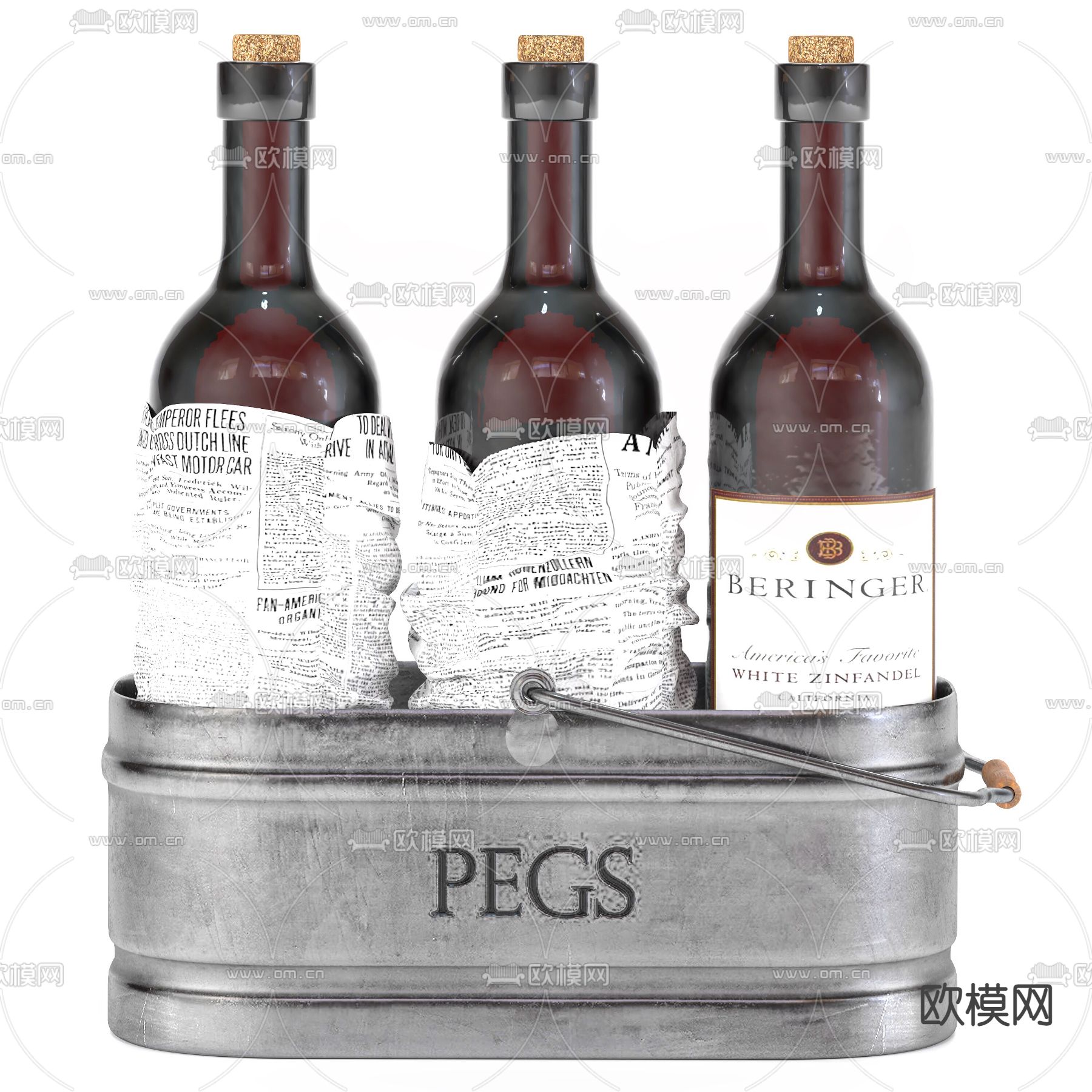 现代红酒酒瓶3d模型下载