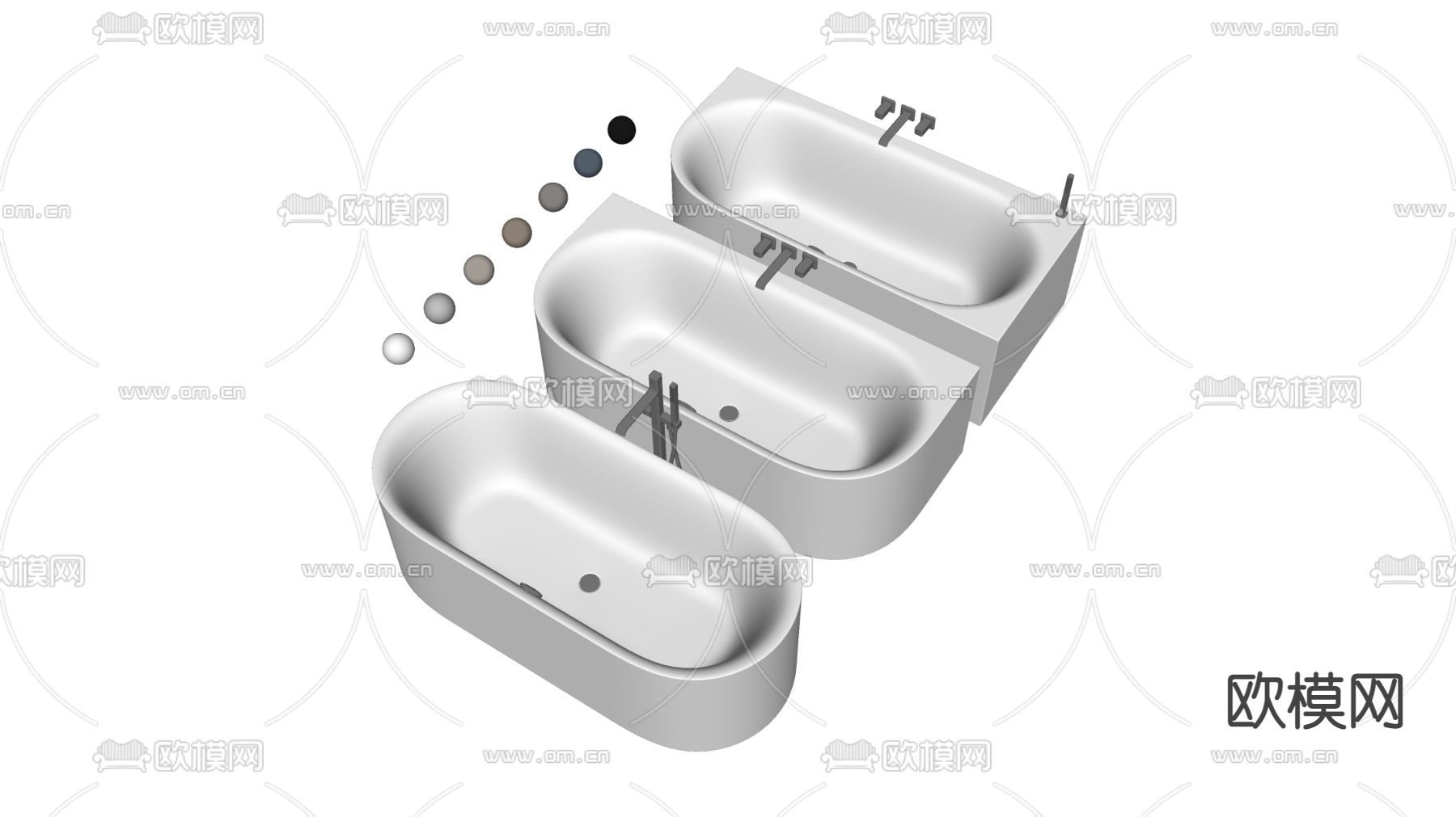 现代浴缸su模型下载（渲染图2）