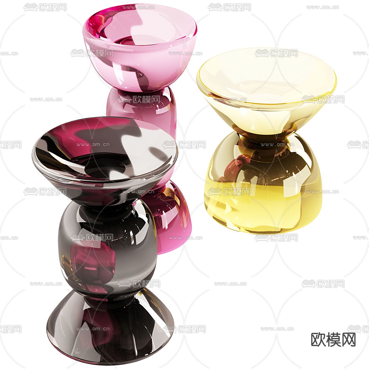 现代亚克力糖果形角几圆几3d模型下载（渲染图3）