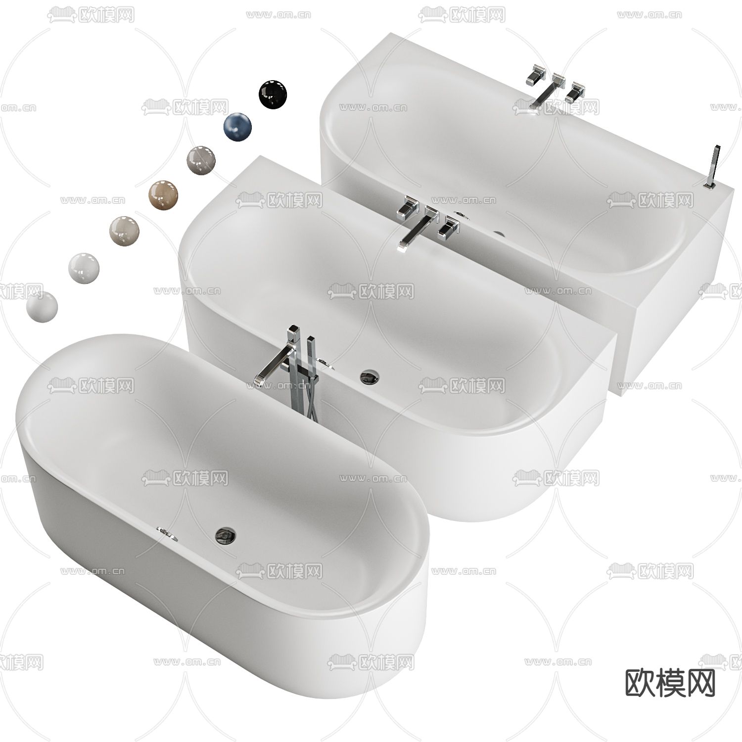 现代浴缸su模型下载（渲染图1）