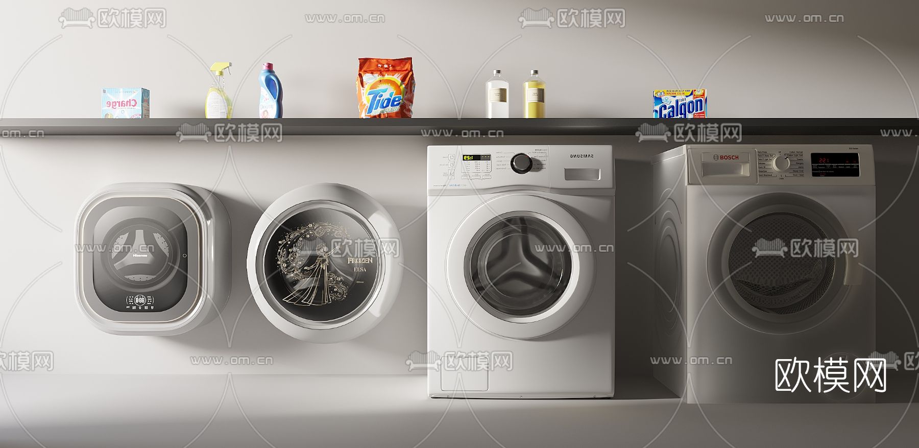 现代洗衣机3d模型下载