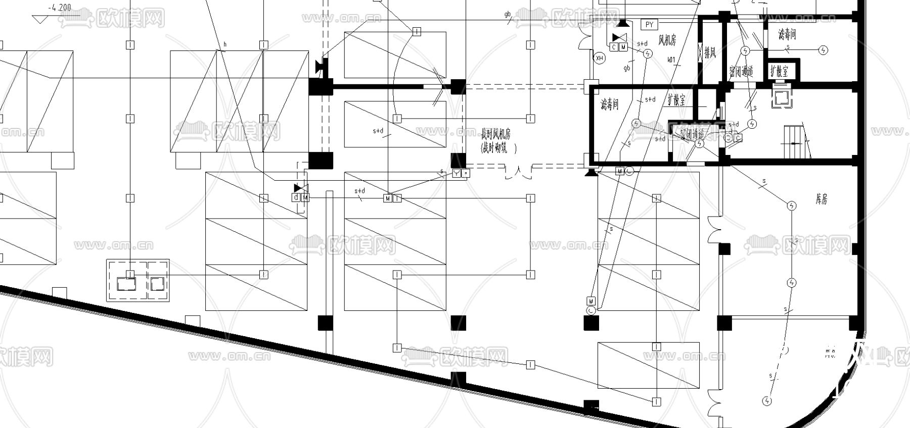 地下室消防报警平面图下载（渲染图3）