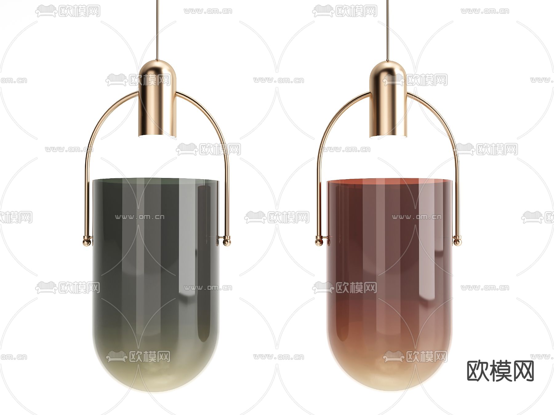 现代时尚玻璃金属吊灯3d模型下载