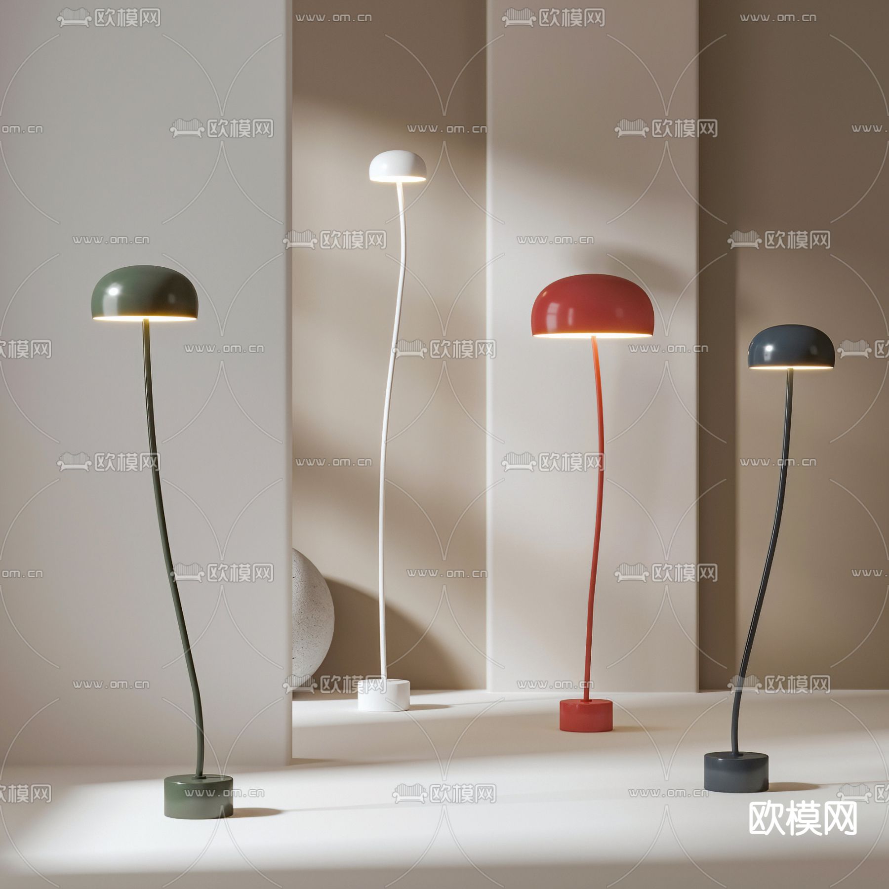 现代蘑菇落地灯3d模型下载
