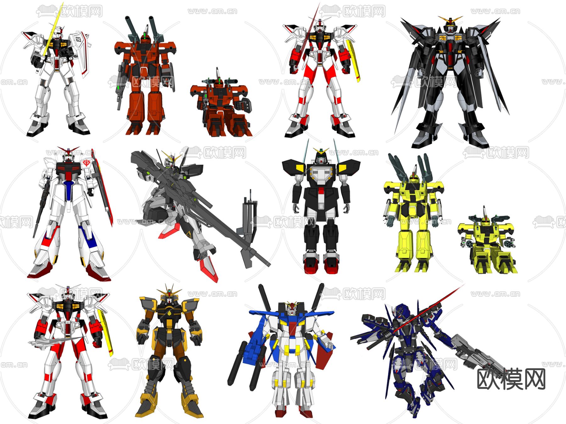 现代动漫高达机器人su模型下载