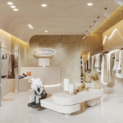 侘寂风女装服装店su模型