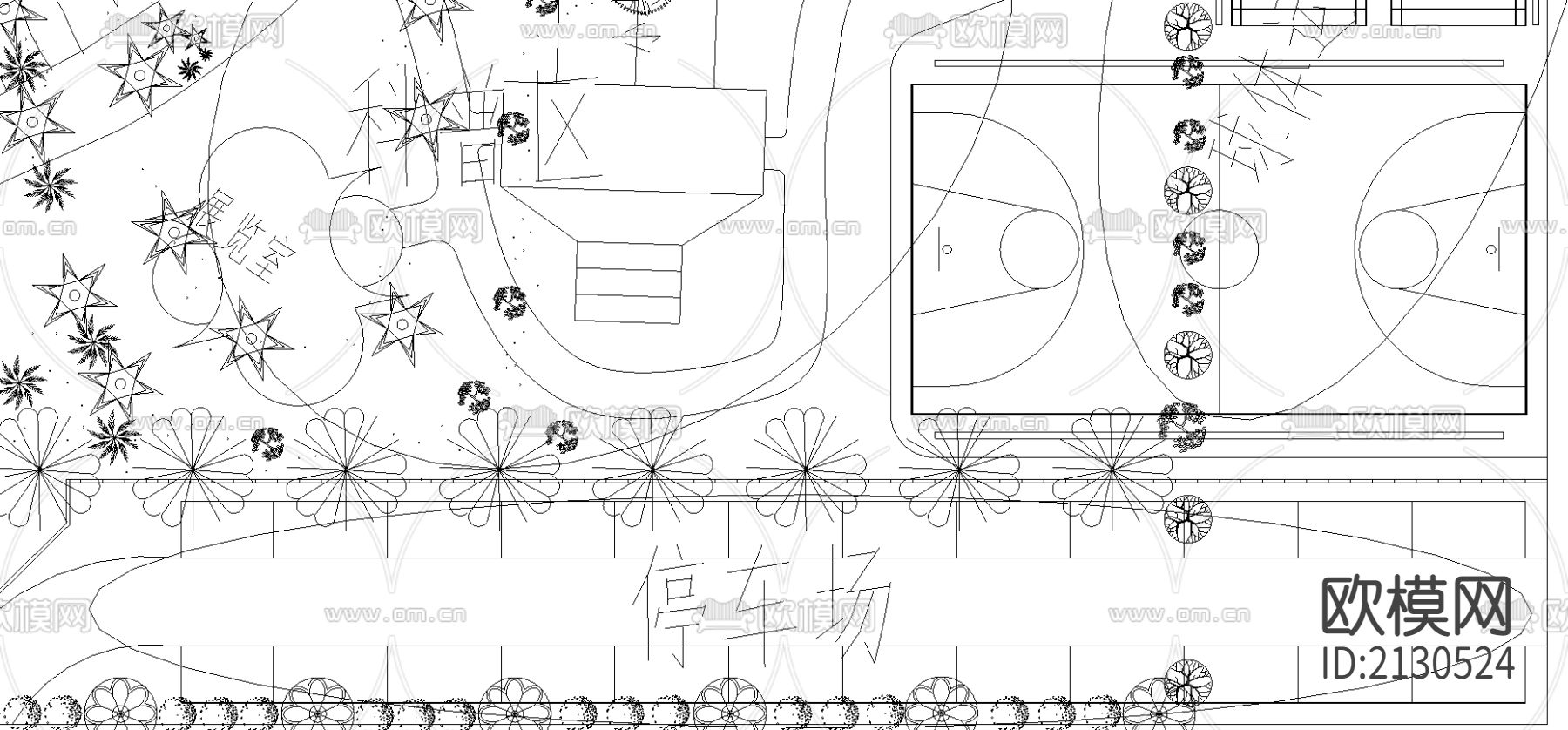 园林功能分区CAD施工图下载（渲染图2）