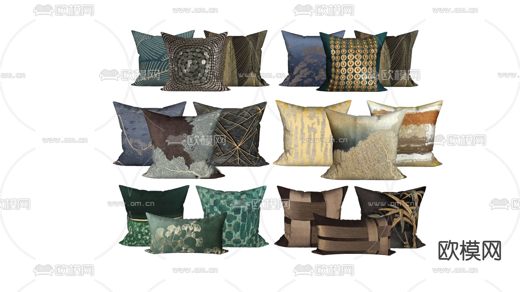 新中式抱枕su模型下载（渲染图2）