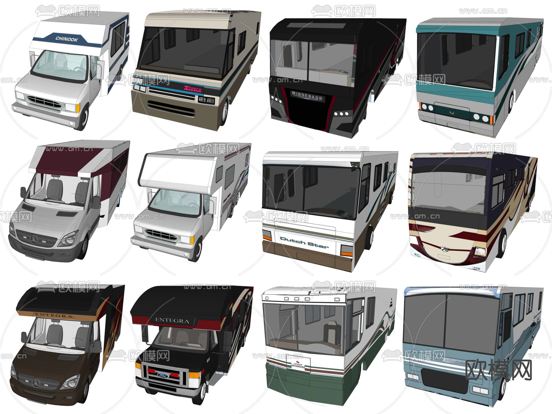 现代房车su模型下载