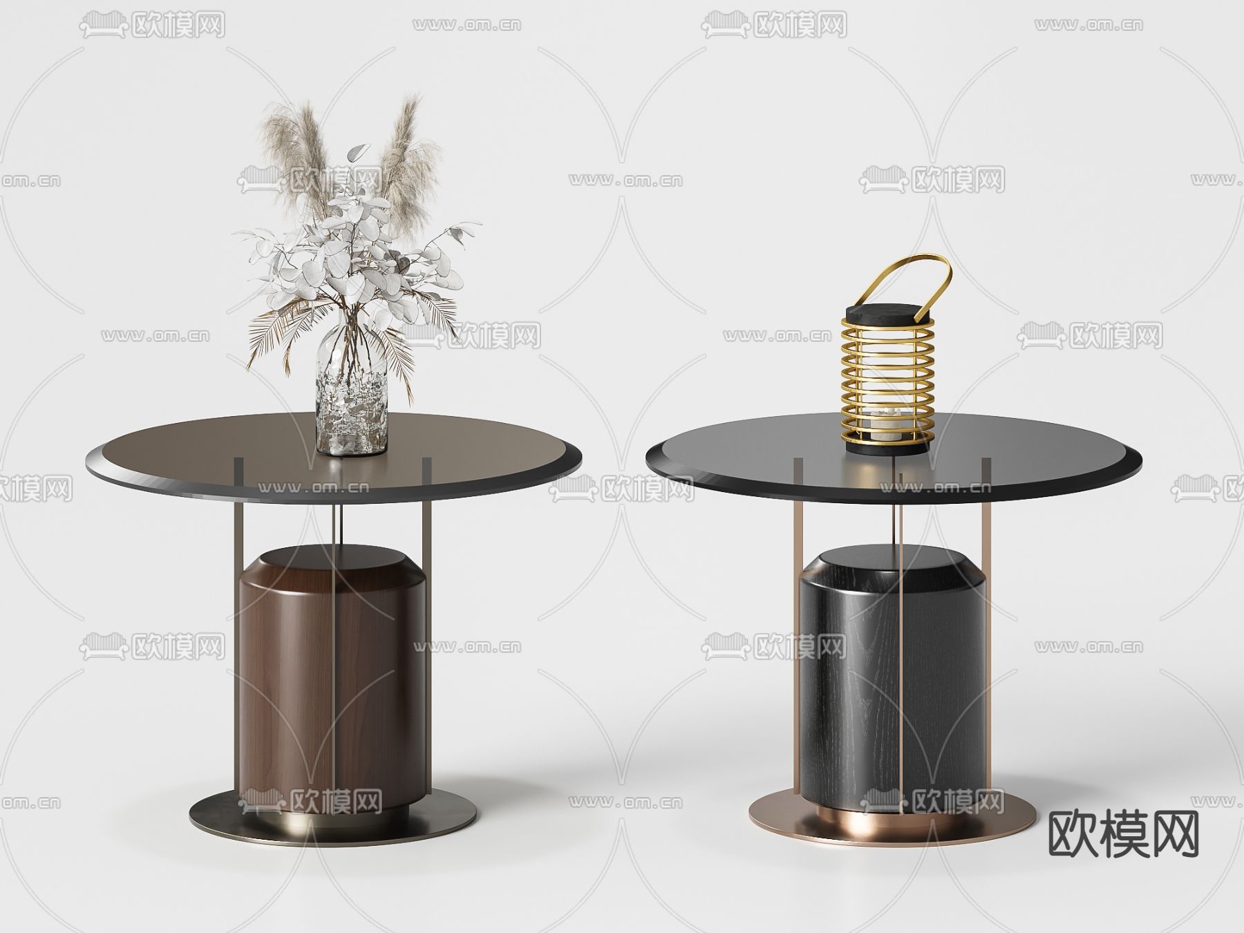 现代玻璃边几圆几3d模型下载