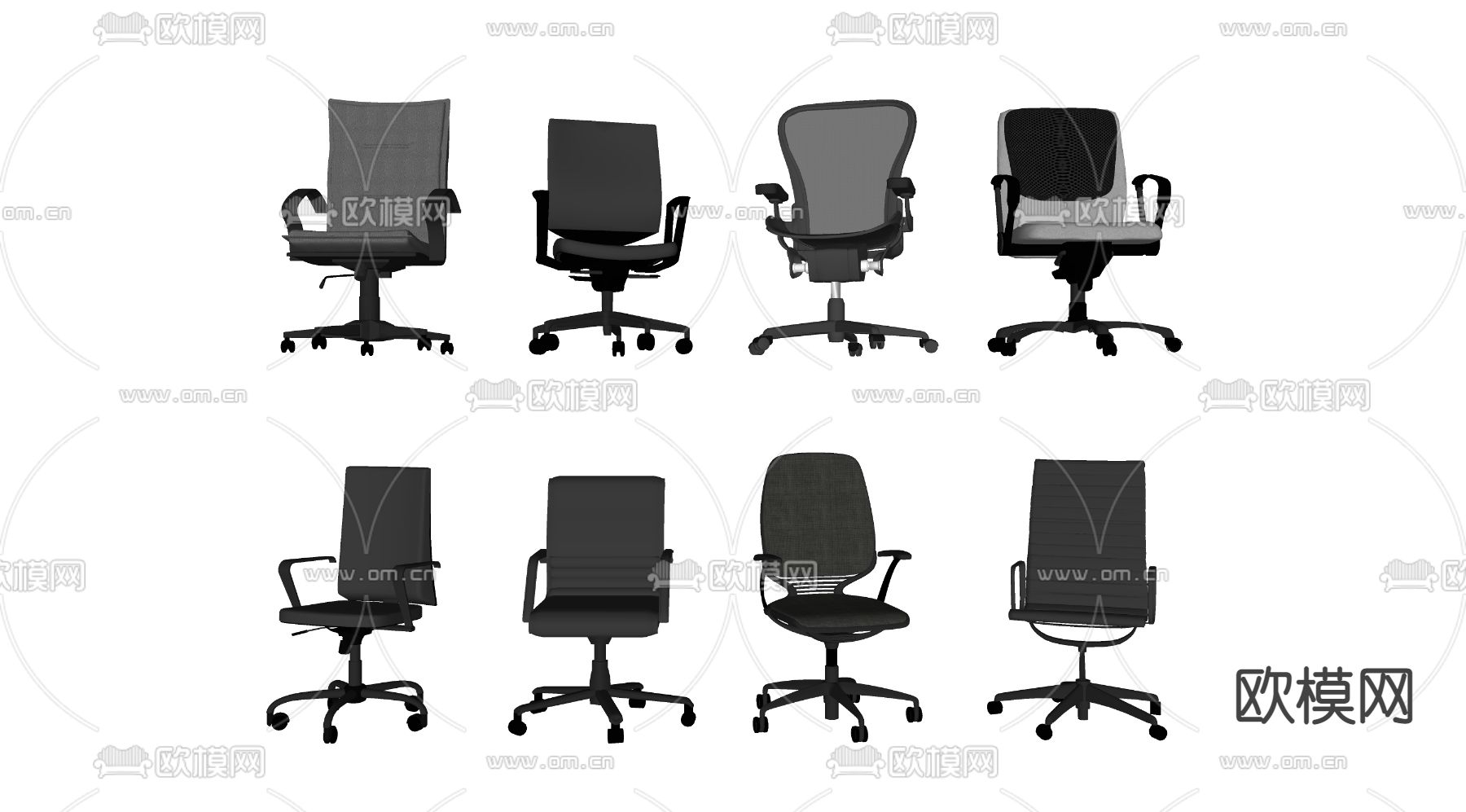 现代办公椅su模型下载（渲染图2）